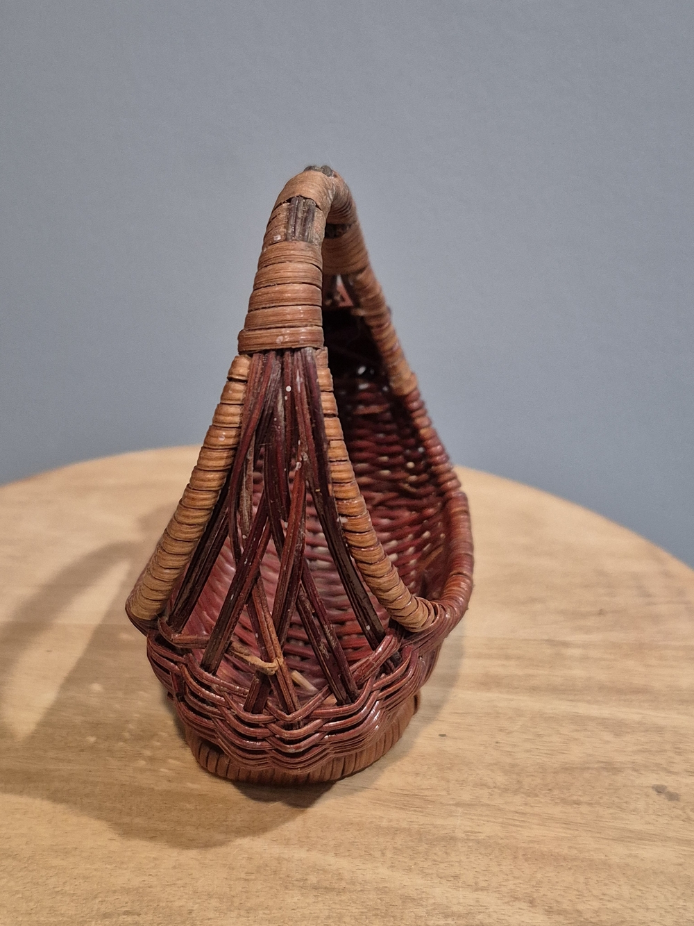 Small Vintage Woven Wicker Bunny Basket – Petite Rattan Easter Rabbit Decor - Picture 3 of 11